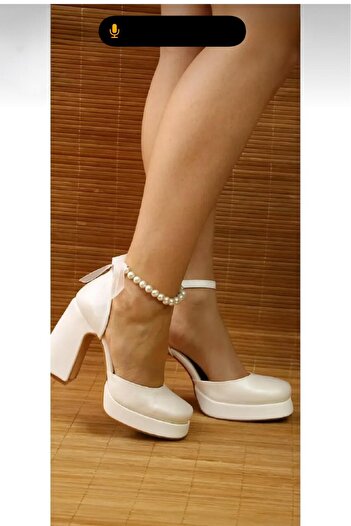 Modavien 10 cm Platform Ecru Ankle-Pearl Bridal Shoes