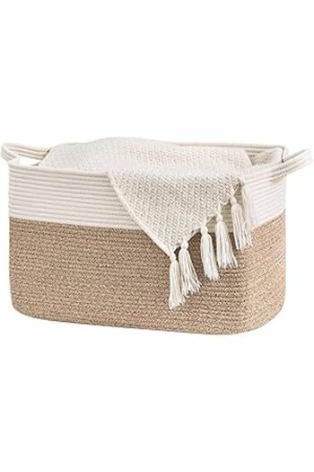 Generic DAYONG 63L Large Woven Basket with Handles, Multi-Purpose Rope Basket for Organizing, Rectangular Di