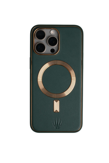 WATCHOFROYAL Casemate iPhone 15 Pro Max Green Case Leather Case with Magsafe Feature