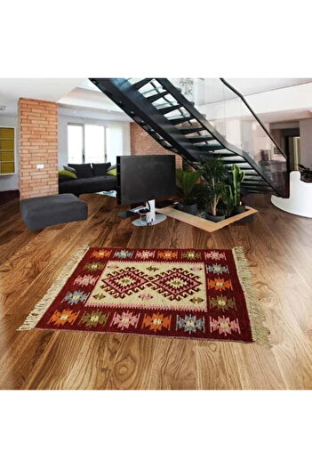 OMS Traditional Rug, Size 60 x 90 cm, Red and Cream, ROMB Model