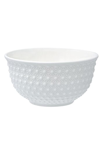 SHOPIENS Serving bowl made of Shopiens® porcelain, white, dots flower design on the exterior, minimalist, 45