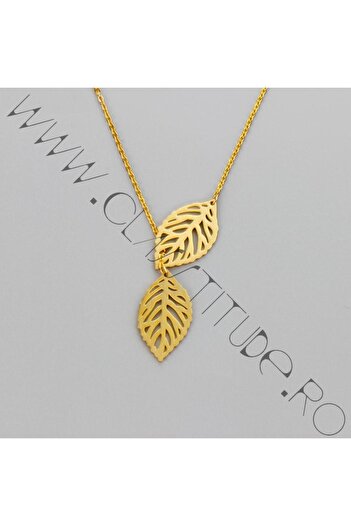 KESNUP 24k Gold Plated Stainless Steel Leaf Talisman Necklace