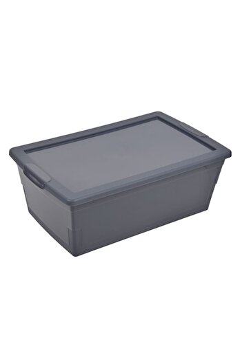 SHOPIENS Plastic Storage Box with Lid Shopiens®, Matte Gray, 9L, 38x24x14 cm