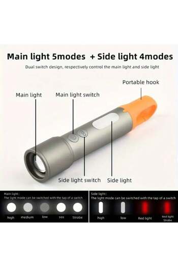COBA CB-X723 Rechargeable Flashlight with Color Changing Lights