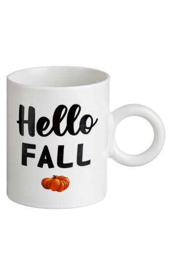 OEM White Ceramic Mug with "Hello Fall" Pattern Color Changing 350ml