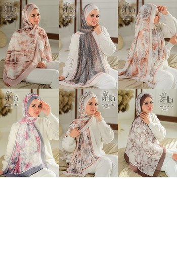 Hala Digital Chiffon Multicolor Scarf Set of 6 Scarves Size 180 Length 73 Width