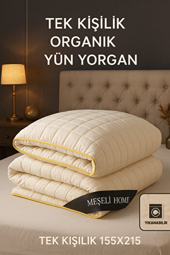 MEŞELİ TEKSTİL Single Size Wool Quilt Washable with Piping Detail |   Special Design |   Anti-Sweat, Absorbs Moisture |   Long-Lasting