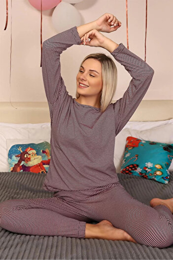 emosavm Fashion Women's Long Sleeve Combed Cotton Pajama Set Pink
