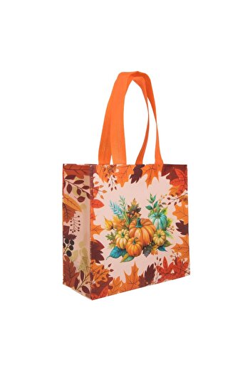 OEM Orange PP Bag with Pumpkins & Leaves Pattern 22x10x21.5cm