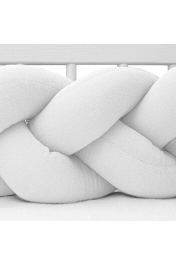 OEMN Protectie laterala pentru patut New Baby, Tip Bumper impletit, Din muselina, Lungime 210 cm, White