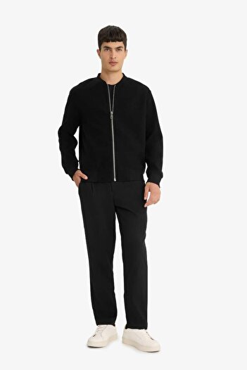 DeFacto Relax Fit College Collar Zippered Bomber Cardigan (25 Wn)