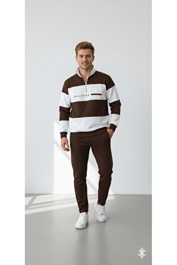 dwnwear Balance Printed Polo Collar Sweatshirt