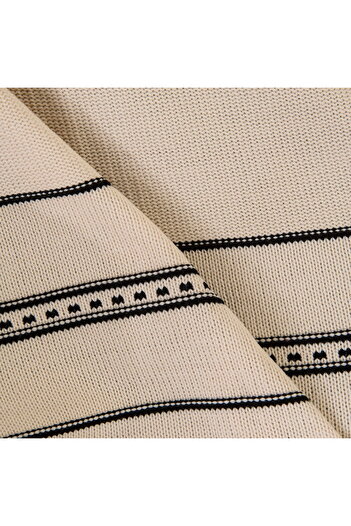 ASPARTAM Soft Striped Knitwear Sofa Shawl - Ecru - 120X160 cm