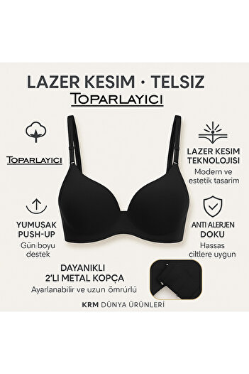 krm dünya ürünleri Seamless Gathering Bra • Soft Push-Up • Anti Allergen Comfortable Bra