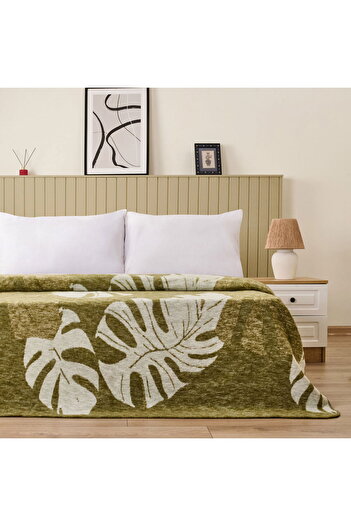 ASPARTAM Soft Tropic Cotton Double Blanket - Green - 200X220 cm