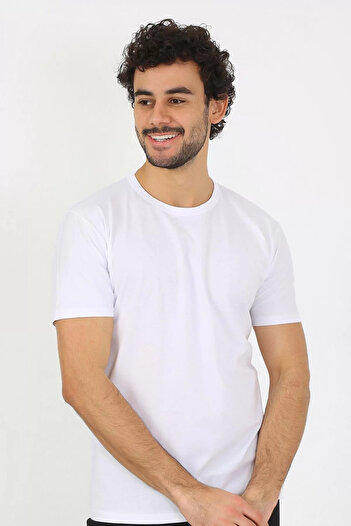 emosavm Fashion Men's Crew Neck White Combed Cotton Undershirt