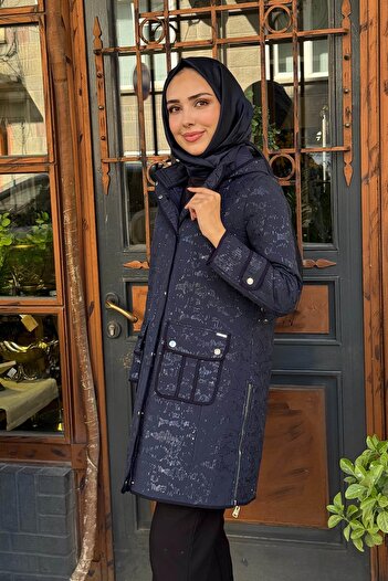 Moodbasic Varak Baskılı Çıtçıt Detaylı Kap MB15.162 Lacivert