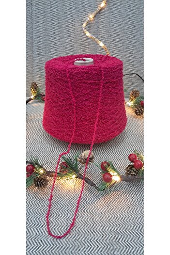 cashmere&wool Örgü ipi 3 nm buklet örgü ipi 1 kg bobin fuşya