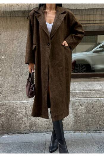 GM Butikk New Season Kadı Oversize Long Cashmere Coat Zr Women's Cashmere Coat