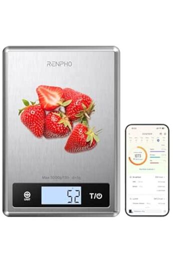 Generic RENPHO Smart Food Scale, Digital Kitchen Scale for Food Ounces and Grams, Coffee Weight Scale with N