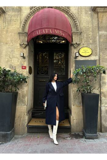 GM Butikk New Season Kadı Oversize Long Cashmere Coat Zr Women's Cashmere Coat