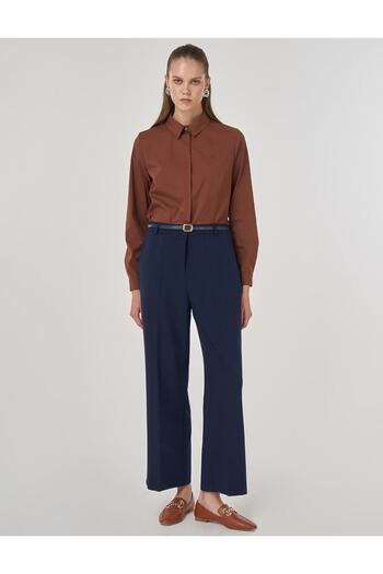 Kayra Pocket Detailed Fabric Trousers Navy Blue
