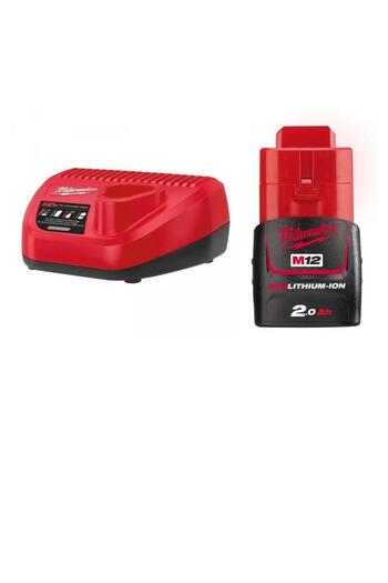 Milwaukee M12 NRG-201 Power Kit: Includes 1 M12 B2 2.0Ah Battery and 1 C12 C Charger