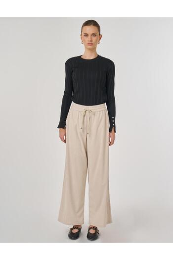 Kayra Relaxed Fit Velvet Trousers Stone