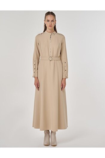 Kayra Maxi Dress with Belt Detail Stone