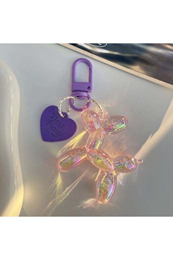 Choice Purple New Candy Color Balloon Dog Keychain for Girls Creative Balloon Dog Phone Chain Key Buckle A