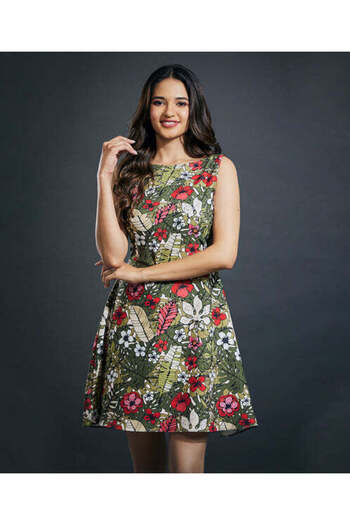 Zigzag Printed Mini Straight Cut Dress