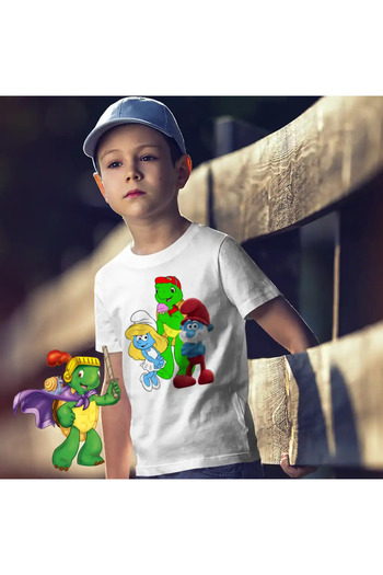 OEM Kids Boys' T-Shirt Franklin The Smurfs Papa Smurf Smurfette