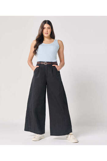 Zigzag Flare Black Twill Pant