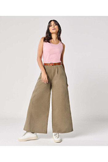 Zigzag Flare Drak Green Twill Pant