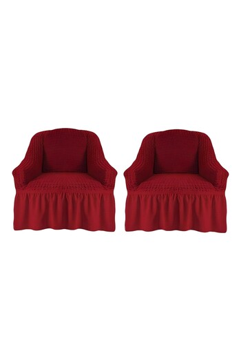 Sale4u Set of 2 armchair covers, elastic and crepe, Bordeaux