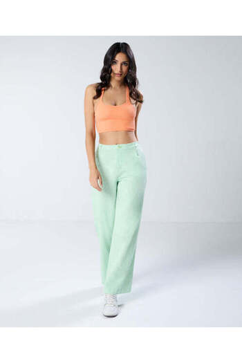 Zigzag Light Green Pleated Pants