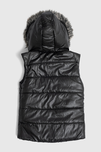 Go Veform Girls' Vest with Fur Hood and Fiber Filling Inside