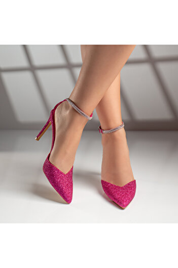BMoD Pink glitter women's shoes with a stiletto heel and a strap MOD09398