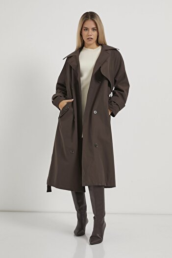 Arma Life Women's Belted Premium Brown Long Trench Coat