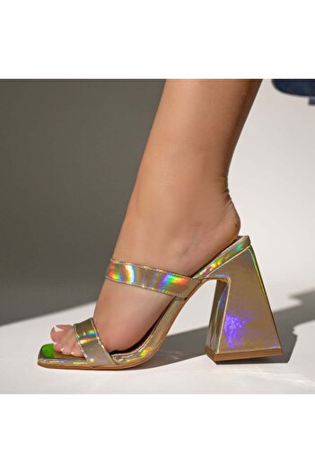 BMoD Gold women's mules with a block heel MOD09164