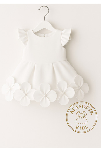 SOFYELLA Baby Girl 1-5 Years Old White Floral Evening Dress Birthday and Special Occasion