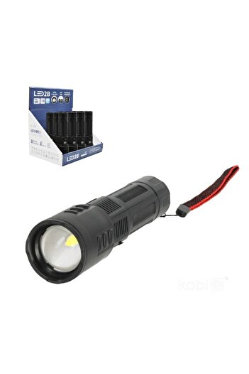 Kobi LED flashlight X-MPR 3, cold light (6000 K), focus, display, battery, black,