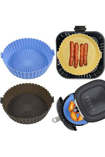COOYA 3pcs Air Fryer Silicone Pan,Reusable Nonstick Parchment Air Fryer Liners for Air Fryer Baking Oven