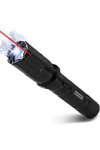 NO BRAND Flashlight with laser and electric shock, Black