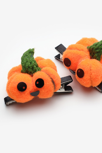Le Mabelle Orange Pumpkin Figure Double Halloween Clip Buckle Set