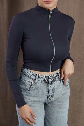 DPARİS Turtleneck Zippered Slim Fit Sweat