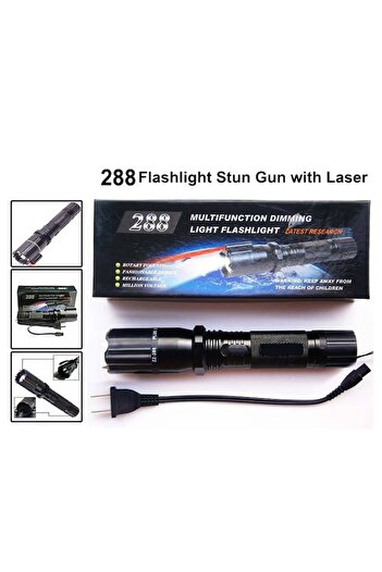 NO BRAND Lanterna de autoaparare Police-288, 9000 kV, LED, soc electric, Negru