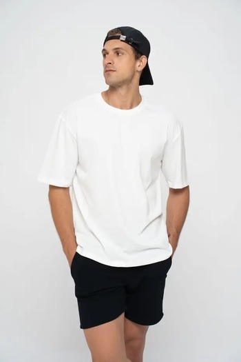 Generic White Men's Basic Crew Neck Oversize Short Sleeve T-shirt