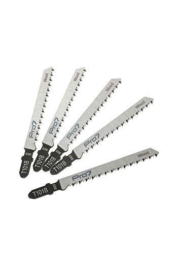 Lawazim Pro7 Jigsaw Blades T101B - 5 Piece 100mm 10 TPI T-Shank Blades for Clean Wood Cutting