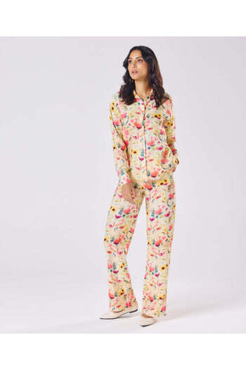 Zigzag Floral Printed Cord Set- Pant